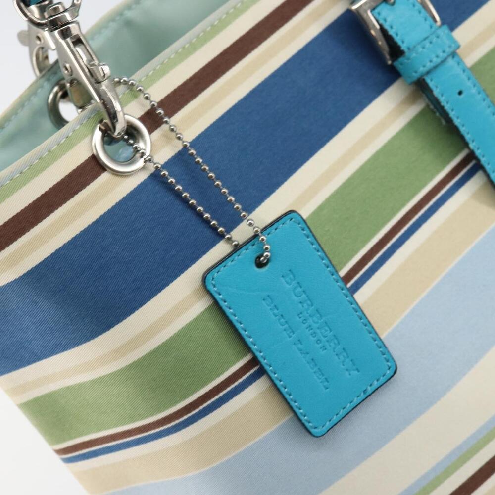 BURBERRY Tote Bag Canvas Blue Silver Auth 161168 - Picture 10 of 16